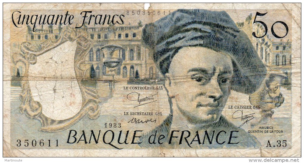 - BILLET De 50 F. QUENTIN DE LA TOUR - 1983 -  487 - 50 F 1976-1992 ''quentin De La Tour''