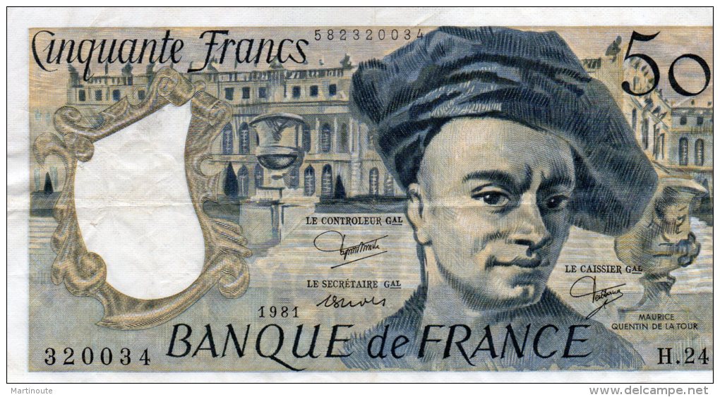 - BILLET De 50 F. QUENTIN DE LA TOUR - 1981 -  491 - 50 F 1976-1992 ''quentin De La Tour''