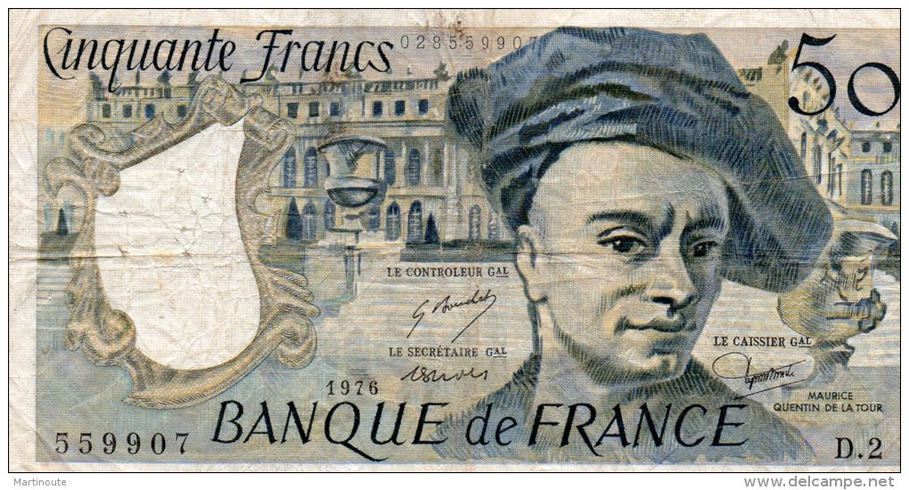 - BILLET De 50 F. QUENTIN DE LA TOUR - 1976 -  497 - 50 F 1976-1992 ''Quentin De La Tour''