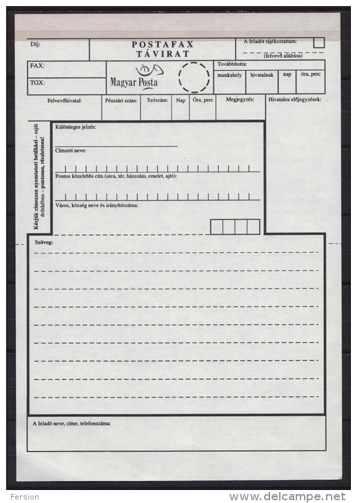 2011 Hungary  - Post Office Telegraph Telegram Telegramm / FAX FORM - Telegraphenmarken