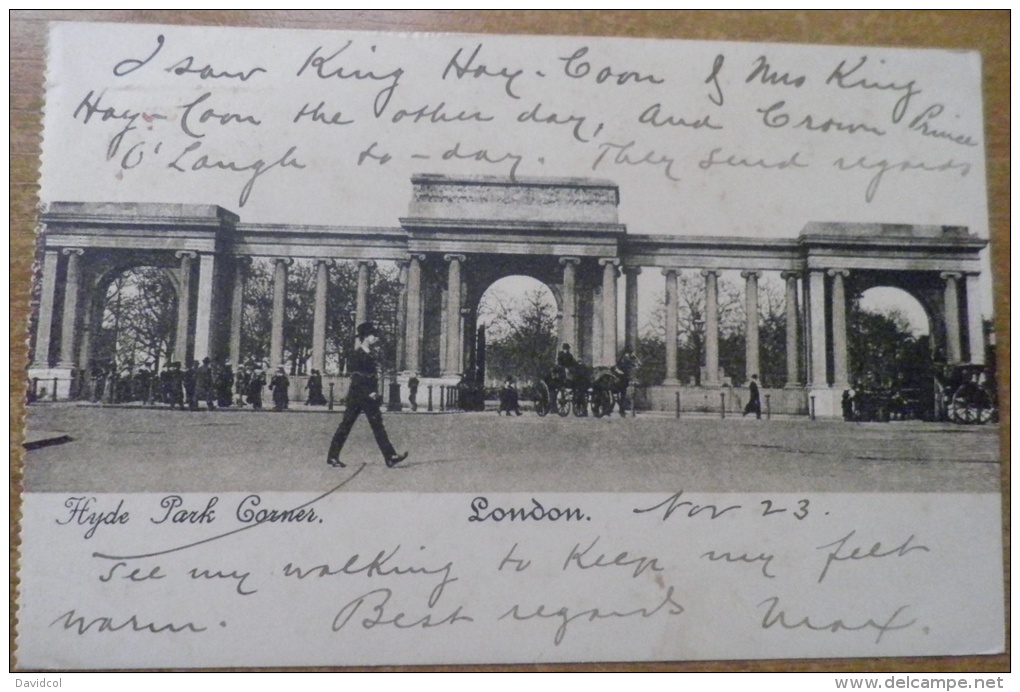 S970.-. GREAT BRITAIN .-.1906. 1 PENNY, ON POSTCARD, LONDON TO NEW YORK .SEE DESCRIPTION. HYDE PARK CORNER, LONDON - Covers & Documents