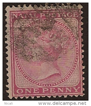 NATAL 1874 1d Dull Rose QV U SG 66 PZ125 - Natal (1857-1909)