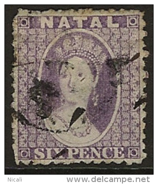 NATAL 1863 6d Lilac QV U SG 23 MM34 - Natal (1857-1909)