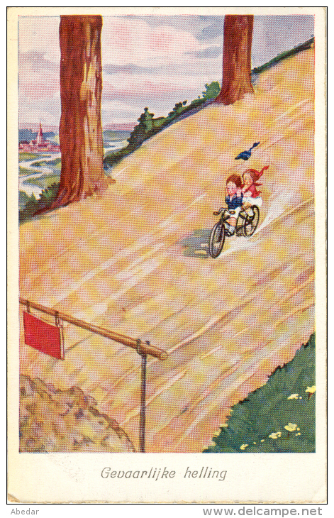 Enfants  Humor Velo Bike Fahrad  Artist  Illustrateur  Old Postcard Cpa. 1922 - Humorous Cards