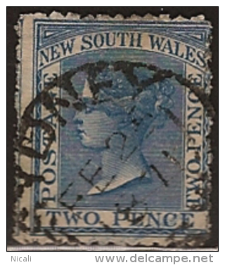 NSW 1863 2d Blue P13 QV U SG 194 SG132 - Usati