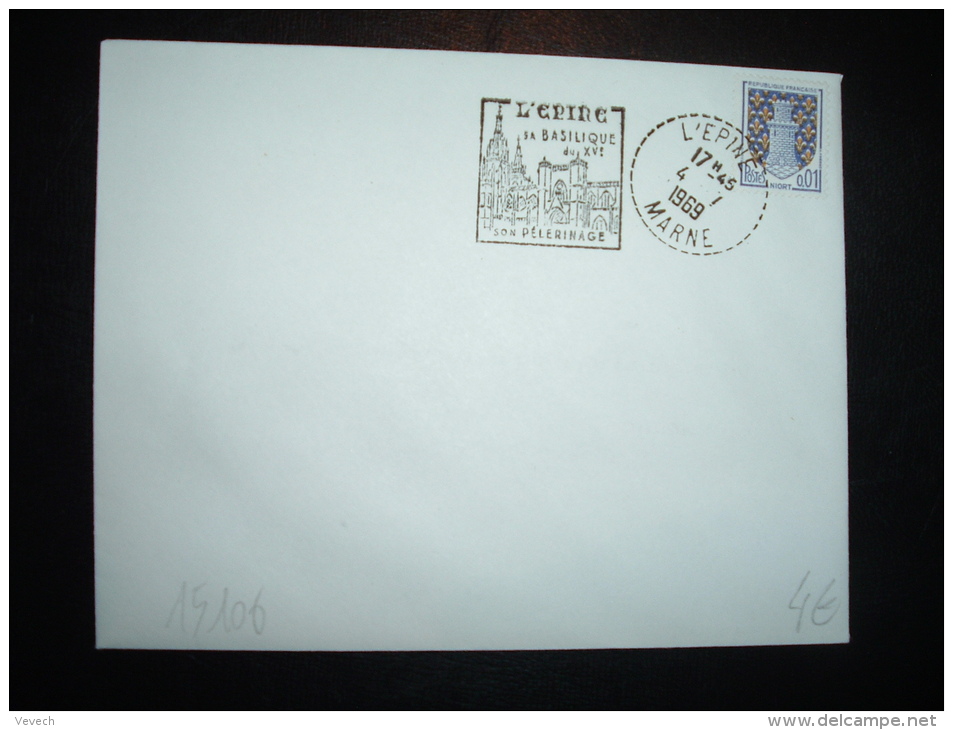 LETTRE TP BLSON NIORT 0,01F OBL.MEC. DAGUIN 4-7-1969 L'EPINE MARNE (51 MARNE) - Mechanical Postmarks (Other)