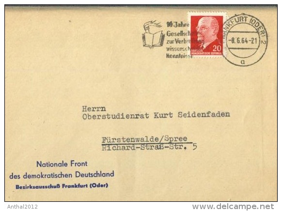 Nationale Front Des Demokratischen Deutschland Bezirksausschuß Frankfurt Oder 8.6.1964 - Covers & Documents