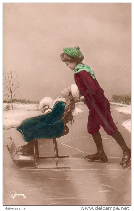 Patinage Carte Fantaisie Enfants Faisant Du Patinage - Eiskunstlauf