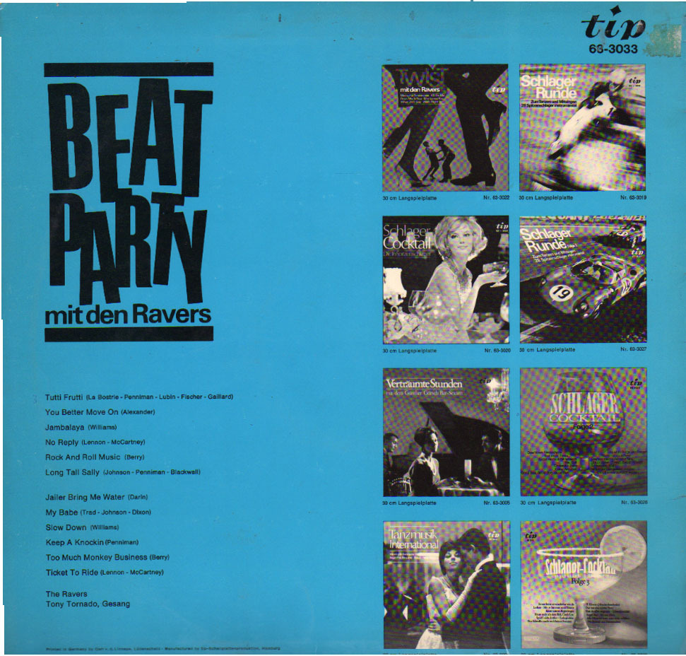 * LP *  BEAT PARTY MIT DEN RAVERS (= Tonics) (German Beat 1966. Dutch Pressing. Rare!!!) - Rock