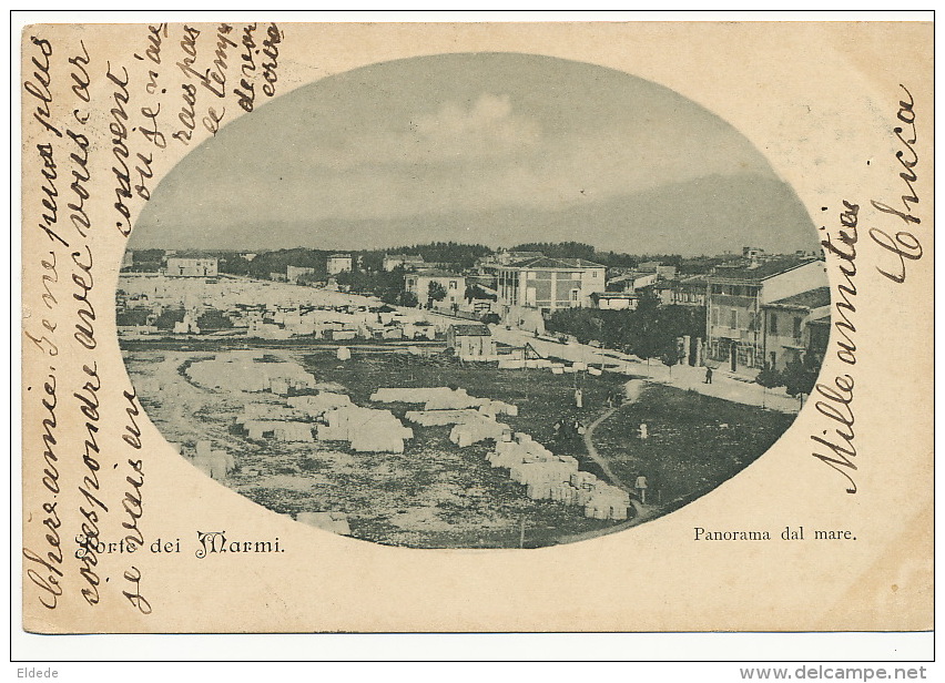 Porte Dei Marmi Lucca Panorama Dal MareTimbrée 1901 - Carrara