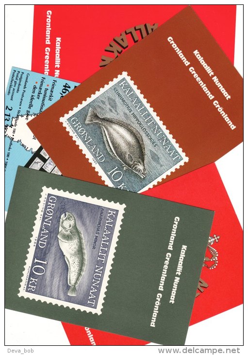 Set 5 Postcards GREENLAND Stamps Kalaallit Nunaat Post Office - Groenlandia