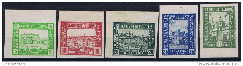 Poland: 1918 Lumboml Fi 1-5 B MH/*, - Unused Stamps