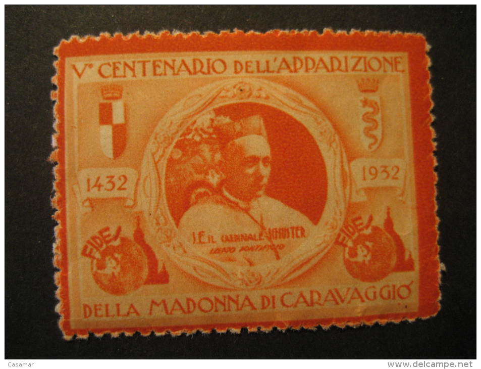 Madonna Di Caravaggio 1932 Religion Italy Poster Stamp Label Vignette Viñeta Cinderella - Christianisme