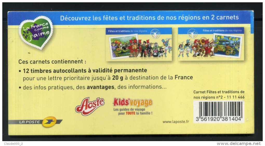 CARNET BC578 LES FETES ET TRADITIONS DE NOS REGIONS N° 2 De 12 TIMBRES ADHESIFS AD578 A AD589 NEUF** - Sonstige & Ohne Zuordnung