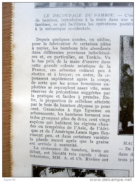 Magazine Avec Article "La Pittoresque Fabrication Du Papier De Bambou Au Tonkin" 1933 - Collections