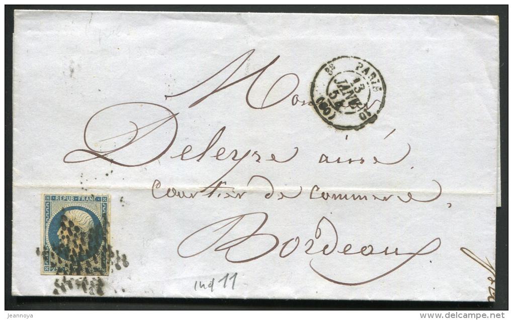 FRANCE - N° 10, OBL. ETOILE MUETTE PARIS LE 13/1/1854, POUR BORDEAUX - TB - 1852 Luis-Napoléon