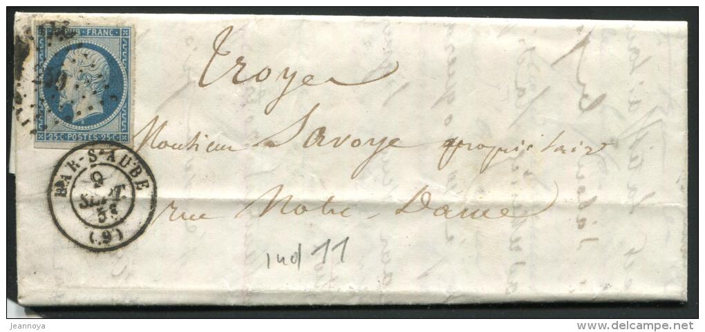 FRANCE - N° 10, OBL. PC BAR / AUBE LE 9/9/1853, POUR TROYES - TB - 1852 Louis-Napoleon