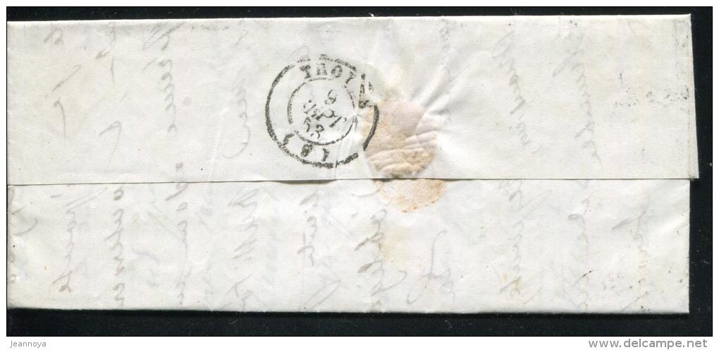 FRANCE - N° 10, OBL. PC BAR / AUBE LE 9/9/1853, POUR TROYES - TB - 1852 Luis-Napoléon