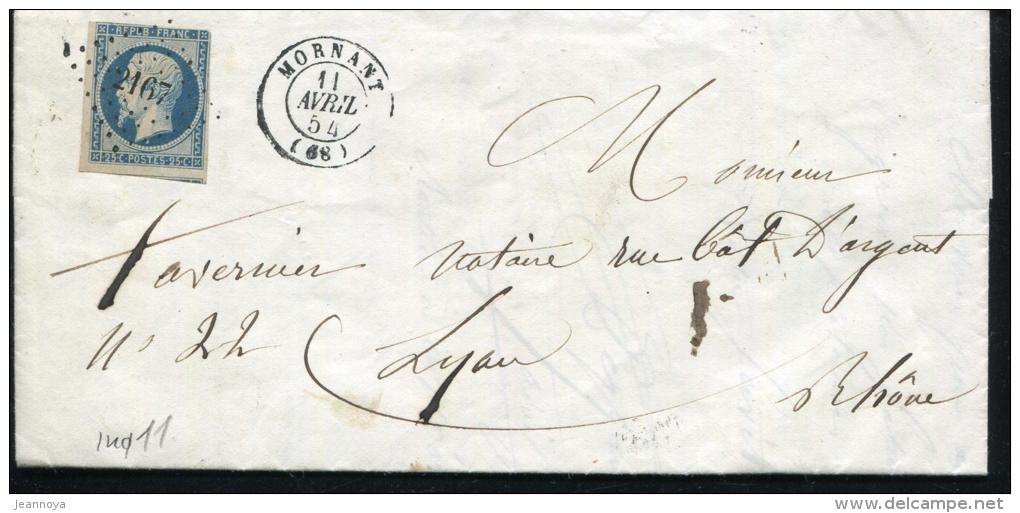 FRANCE - N° 10, OBL. PC MORNANT LE 11/4/1854, POUR LYON - TB - 1852 Louis-Napoléon