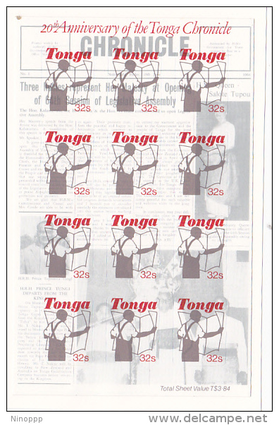 Tonga 1984 20th Anniversary Chronicle Sheet 32s MNH - Tonga (1970-...)