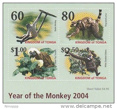 Tonga 2004 Year Of The Monkey MS MNH - Tonga (1970-...)