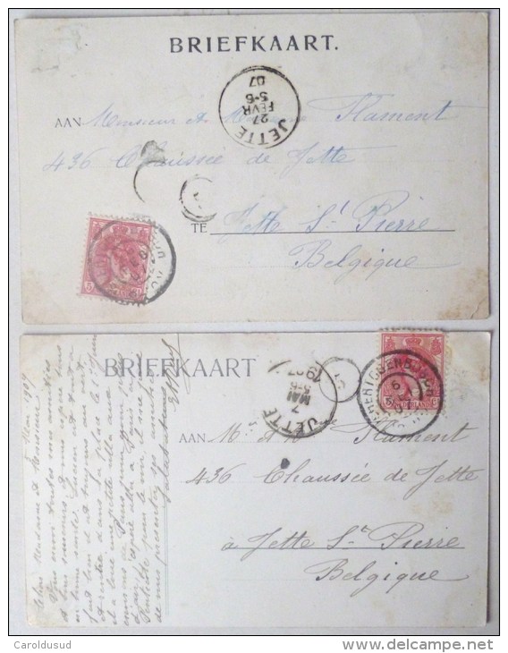 Cpa LOT 2X Precurseur 's HERTOGENBOSCH MARKET MET STADHUIS  +  ST JANSKERK  VERHEES Voyagé 1907 Timbre CACHET JETTE - 's-Hertogenbosch