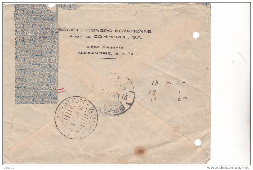 EGYPTE 1935  REGISTRED AIRMAIL COVER, SEND TOT ROMANIA NICE FRANKING 3 STAMPS . - Briefe U. Dokumente