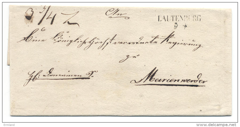 Lautenburg Ca. 1810-30 Nach Marienwerder Westpreussen - Briefumschlag, Ohne Inhalt - Prephilately