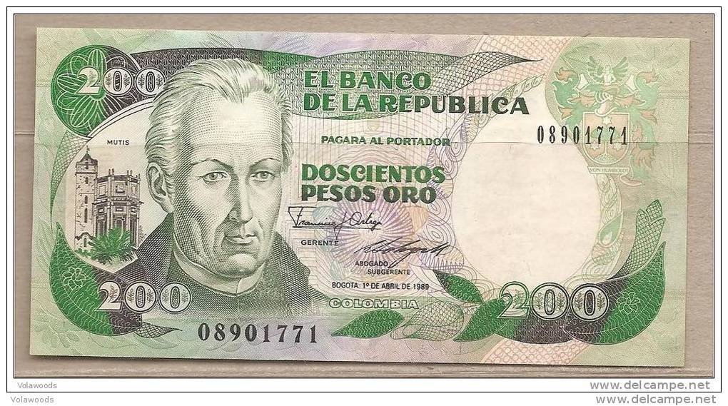 Colombia - Banconota Circolata Da 200 Pesos De Oro - 1989 - Colombie