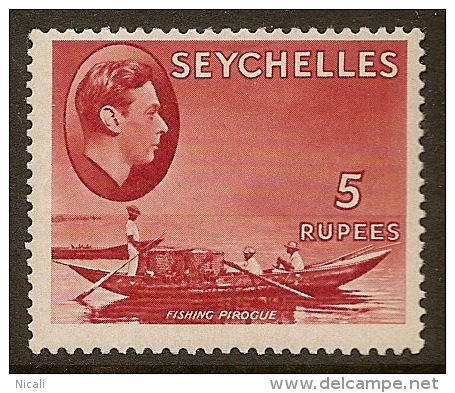 SEYCHELLES 1938 5r KGVI SG 149 UNHM X#IO11 - Seychelles (...-1976)