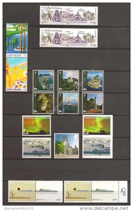 EUROPA 2012- “VISITAR ..." - COLECCIÓN  COMPLETÍSIMA  DE SELLOS + HOJITAS y HOJAS BLOQUE.-TEMÁTICA EMITIDA POR 65 PAÍSES