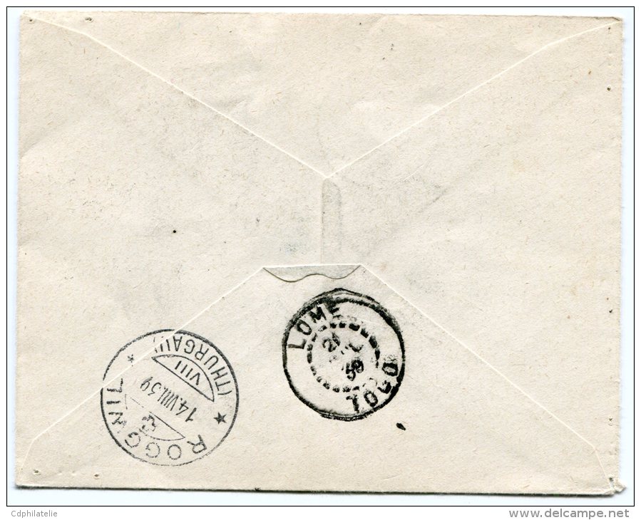 TOGO LETTRE IMPRIME DEPART PALIME 18 JUIL 39 ARRIVEE ROGGWIL 14.VIII.39 (SUISSE) - Storia Postale