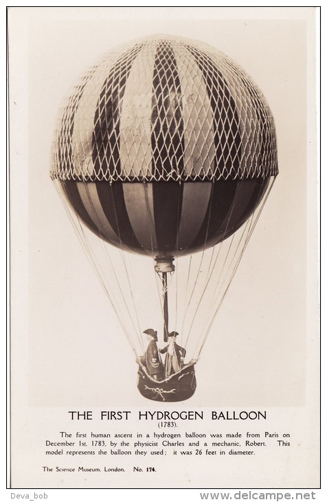 Aircraft RP Postcard First Hydrogen Balloon Ascent 1783 Science Museum Model - Balloons