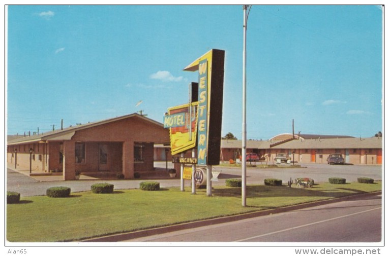 Sayre OK Oklahoma, Western Motel, Lodging On Route 66, Motel Sign, C1950s Vintage Postcard - Route '66'
