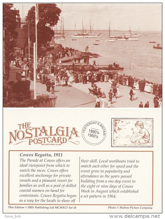 Postcard COWES REGATTA 1911 The Parade Nostalgia Isle Of Wight Boats Repro - Sailing