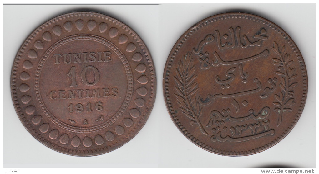 ****  TUNISIE - TUNISIA - 10 CENTIMES 1916 A  BRONZE **** EN ACHAT IMMEDIAT !!! - Tunisie