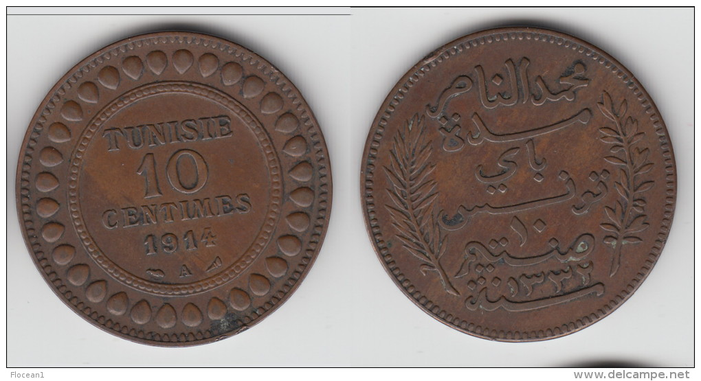 ****  TUNISIE - TUNISIA - 10 CENTIMES 1914 A  BRONZE **** EN ACHAT IMMEDIAT !!! - Tunisia