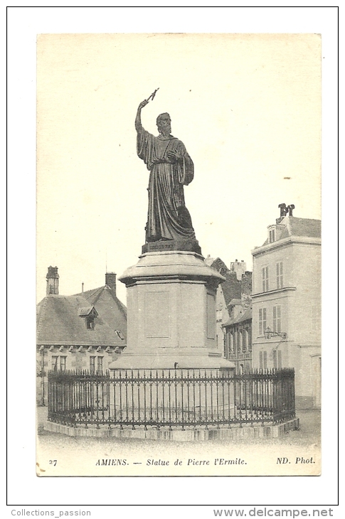 Cp, 80, Amiens, Statue De Pierre L'Ermite - Amiens