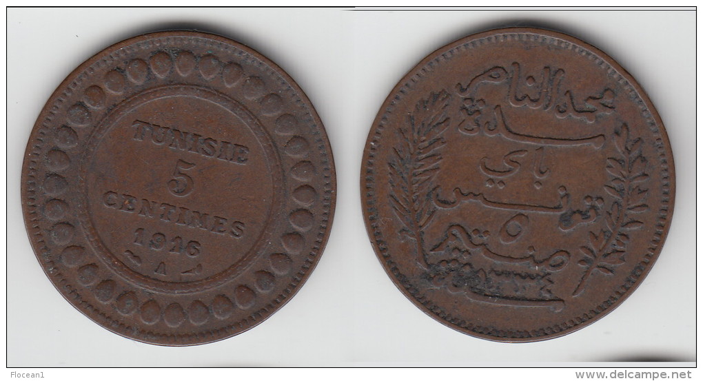 ****  TUNISIE - TUNISIA - 5 CENTIMES 1916 A  BRONZE **** EN ACHAT IMMEDIAT !!! - Tunisia