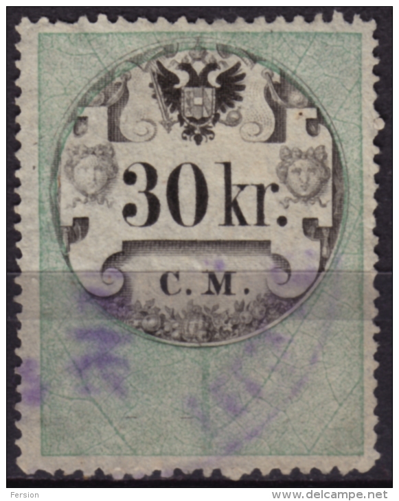 1854 - Austria Revenue Stamp - 30 Kr. C.M. - Revenue Stamps