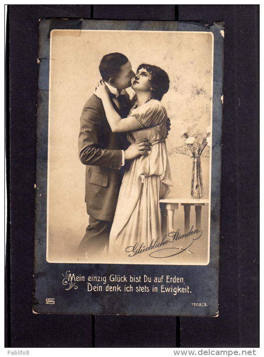 CARTOLINA AMORE ROMANTICO FIDANZATI SPEDITA PETTUEN 23 4 1919 - Couples