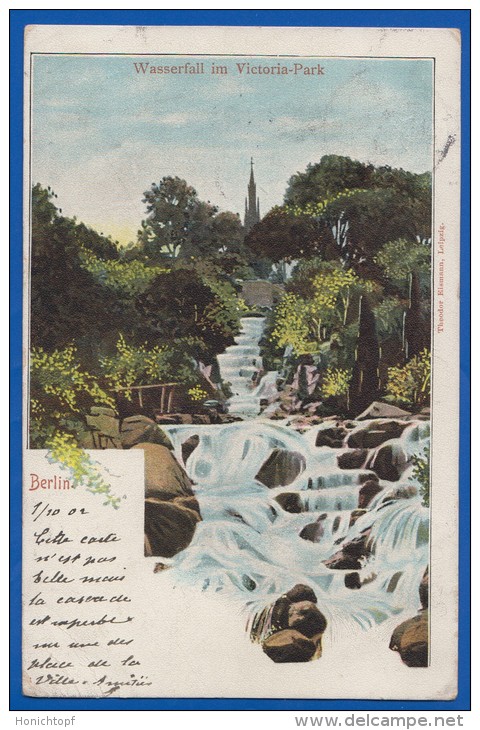 Deutschland; Berlin; Kreuzberg; Wasserfall; Viktoriapark; 1902 Litho - Kreuzberg