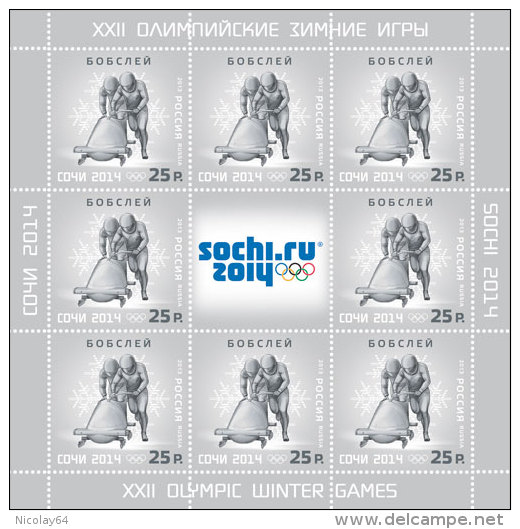 W. Olympic 2014  Sheetset Of 3 Russia  2013 MNH - Neufs