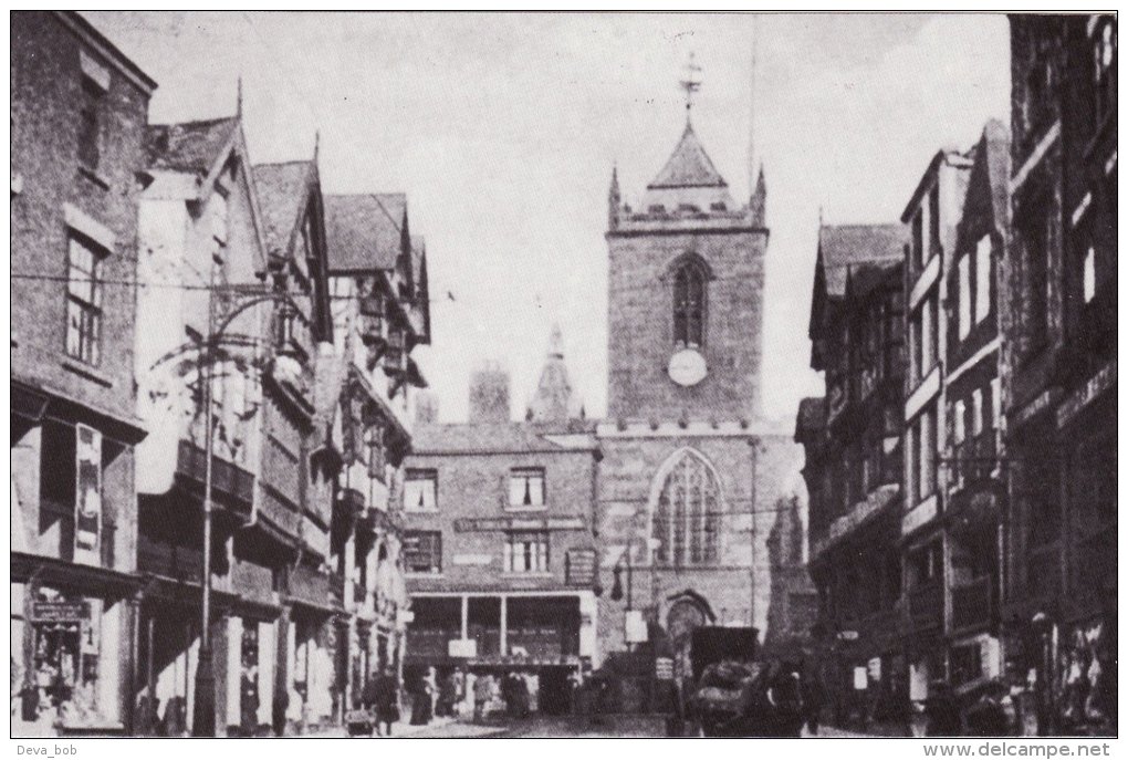 Postcard Chester Bridge Street St Peter´s Church C1903 Cross Edwardian Cheshire Repro - Chester