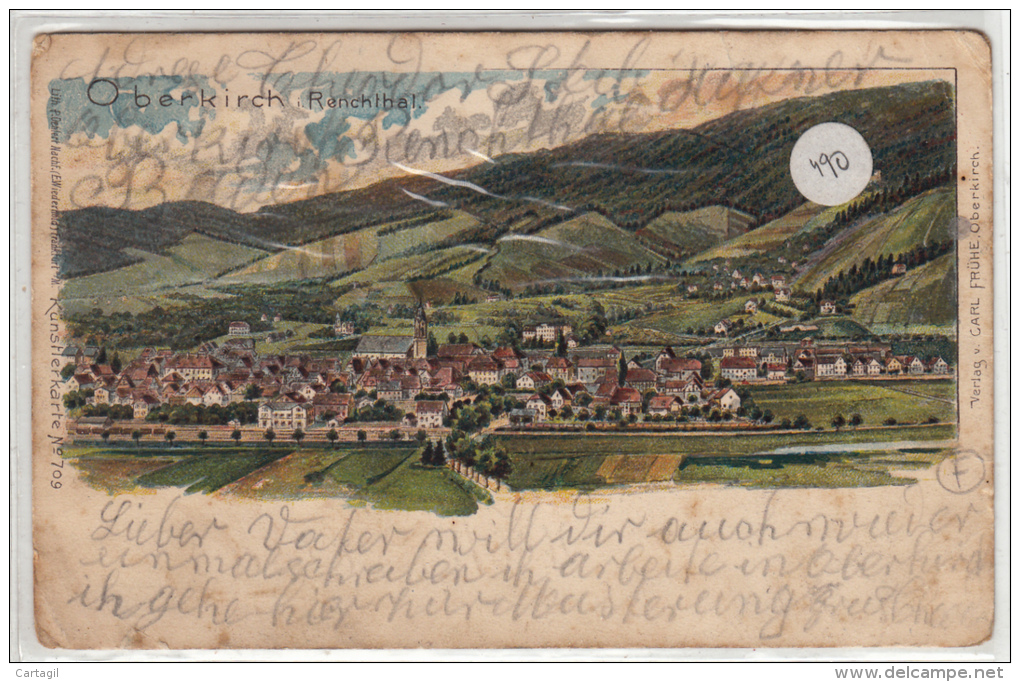 CPA ( Précurseur) -490 Allemagne Litho Oberkirch Gesamma=nsicht (befleckt) -Envoi Gratuit - Oberkirch