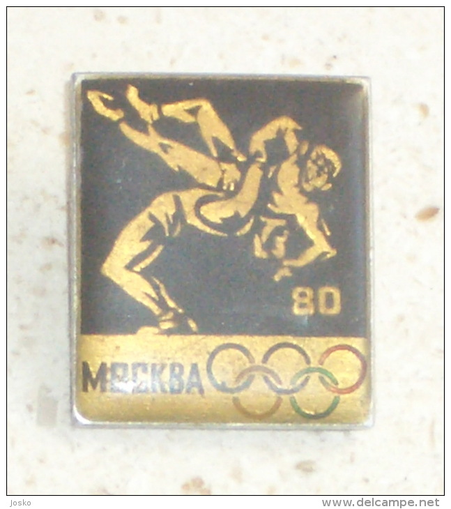 WRESTLING - Olympic Games 1980. Moscow * Large Pin * Badge Lutte Lotta Lucha Ringen Luta Anstecknadel Distintivo - Lutte