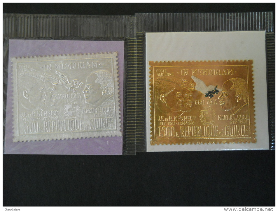 NEUF - Timbre Or + Argent - Gold + Silver Stamp - Guinée - Pro Pax - Kennedy Et Luther King - Guinea (1958-...)