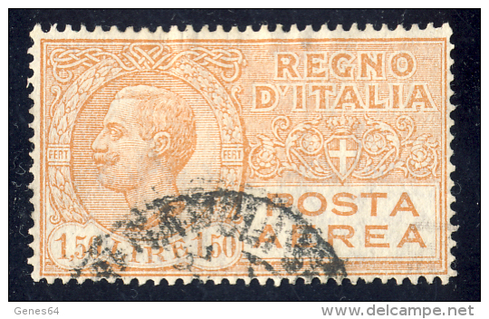 Effigie Di Vittorio Emanuele III - 1926/28 - 1,50 Lire Arancio Bruno (Sassone A6) - Airmail