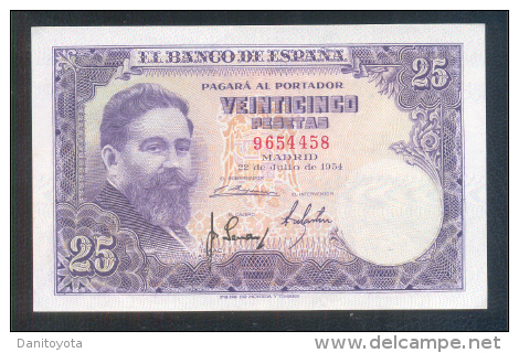 EDIFIL D68.  25 PTAS 22 DE JULIO DE 1954.   SIN SERIE - 25 Peseten