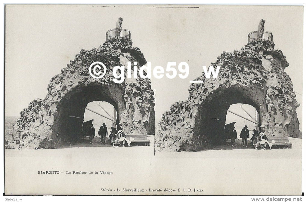 Stéréoscopique BIARRITZ - Le Rocher De La Vierge (animée) - Stereoscope Cards